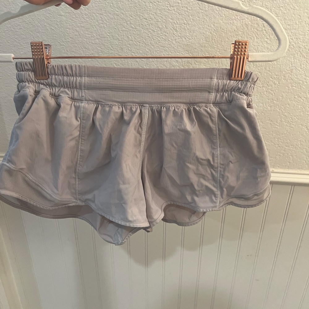 White/light grey Lululemon hotty hot shorts